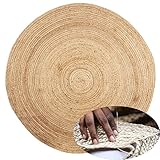 Handgewebter runder Jute Teppich 200cm groß Teppich Abril Natur | Outdoor Teppiche Rund geflochten...