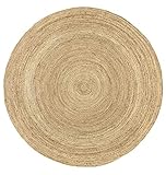 HAMID - Jute Teppich Rund, Alhambra Teppich Handgewebt 100% Naturfaser de Jute, Wohnzimmer,...